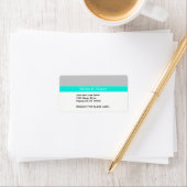 Solid Grey, Bright Aqua Ribbon Name Monogram Etiket (Insitu)
