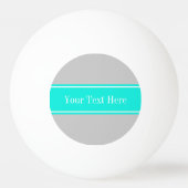 Solid Grey, Bright Aqua Ribbon Name Monogram Pingpongbal (Achterkant)