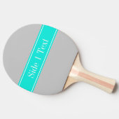 Solid Grey, Bright Aqua Ribbon Name Monogram Tafeltennisbatje (Zijkant)