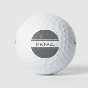 Solid Grey White Stripes Naam Monogram Golfballen