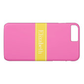 Solid Hot Pink #2 Pineapple Ribbon Naam Monogram Case-Mate iPhone Case (Achterkant (Horizontaal))