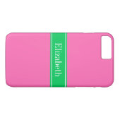 Solid Hot Roze #2 Emerald Green Rbn Naam Monogram Case-Mate iPhone Case (Achterkant (Horizontaal))