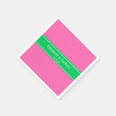 Solid Hot Roze #2 Emerald Green Rbn Naam Monogram Servetten (Hoek)