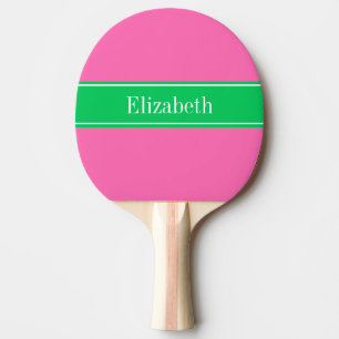 Solid Hot Roze #2 Emerald Green Rbn Naam Monogram Tafeltennisbatje