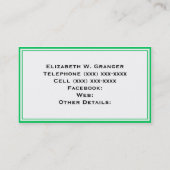 Solid Hot Roze #2 Emerald Green Rbn Naam Monogram Visitekaartje (Achterkant)