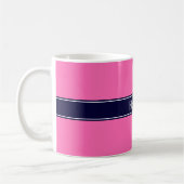 Solid Hot Roze #2, Navy Blue Ribbon Name Monogram Koffiemok (Links)