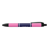 Solid Hot Roze #2, Navy Blue Ribbon Name Monogram Zwarte Inkt Pen (Bovenkant)