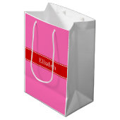 Solid Hot Roze #2 RBC Naam Monogram Medium Cadeauzakje (Voorkant Gekanteld)