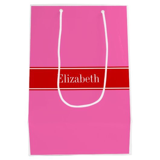 Solid Hot Roze #2 RBC Naam Monogram Medium Cadeauzakje (Achterkant)