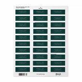 Solid Hunter Green en White Return-adres Etiket (Full Sheet)
