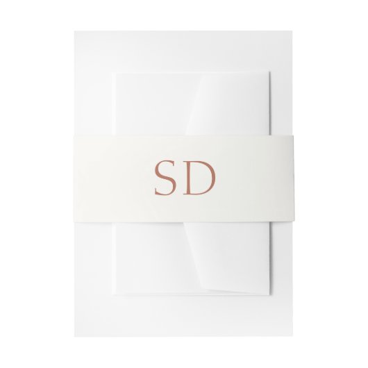 Solid Ivory Paar Initialen en Datum Bruiloft Uitnodigingen Wikkel (Voorkant Voorbeeld)