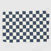 Solid Ivory with Deep Navy Square Pattern Golfhanddoek (Horizontaal)