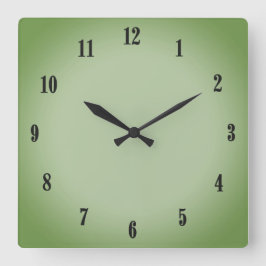 Solid Jade Green Celadon Black Numbers Vierkante Klok