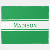 Solid Kelly Green White Stripes Modern Name Fleece Deken (Voorkant (Horizontaal))