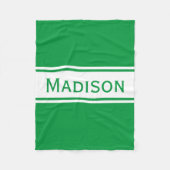 Solid Kelly Green White Stripes Modern Name Fleece Deken (Voorkant)