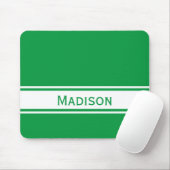 Solid Kelly Green White Stripes Modern Name Muismat (Met muis)