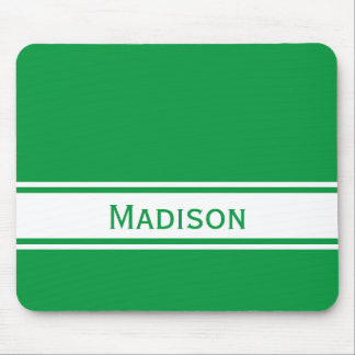 Solid Kelly Green White Stripes Modern Name Muismat
