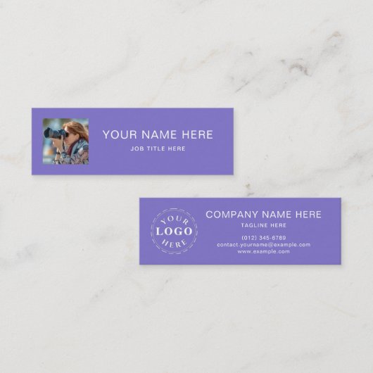Solid Lavender Mini Calling Card met wit script Contactkaartje (Voorkant / Achterkant)