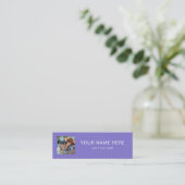 Solid Lavender Mini Calling Card met wit script Contactkaartje (Staand voorkant)