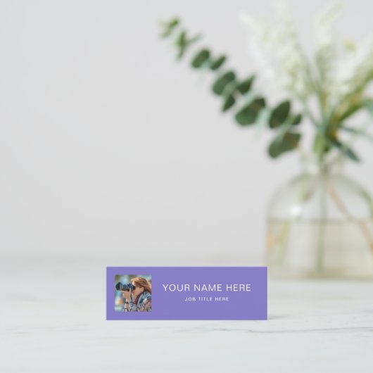 Solid Lavender Mini Calling Card met wit script Contactkaartje (Staand voorkant)