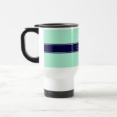 Solid Light Mint, Navy Blue Ribbon Name Monogram Reisbeker (Links)