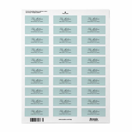 Solid Light Mint Return Address Labels (Full Sheet)