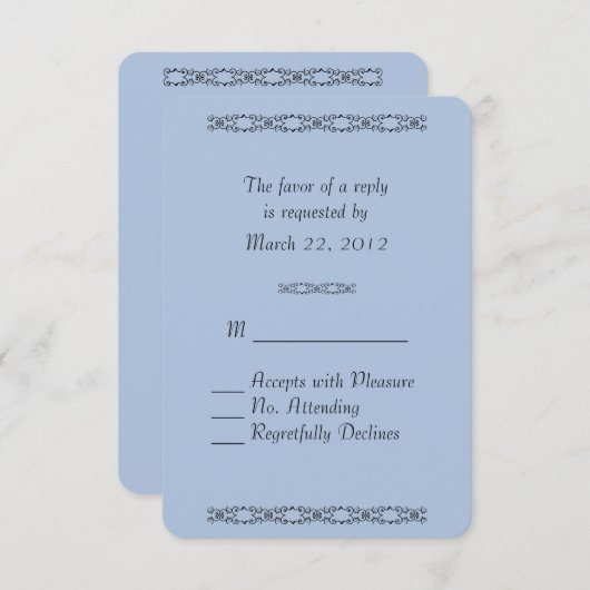 Solid Light Steel Blue Wedding RSVP (Voorkant / Achterkant)