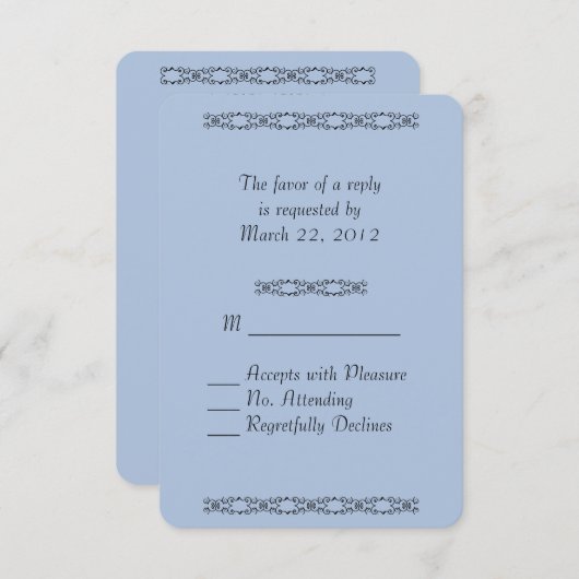 Solid Light Steel Blue Wedding RSVP (Voorkant / Achterkant)