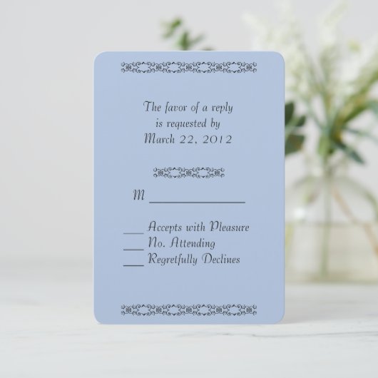 Solid Light Steel Blue Wedding RSVP (Staand voorkant)