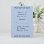 Solid Light Steel Blue Wedding RSVP Kaartje (Staand voorkant)
