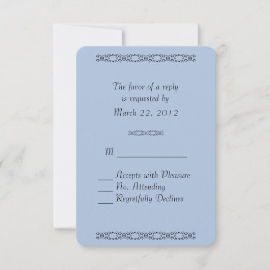 Solid Light Steel Blue Wedding RSVP Kaartje (Voorkant)