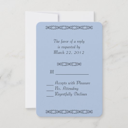 Solid Light Steel Blue Wedding RSVP Kaartje (Voorkant)