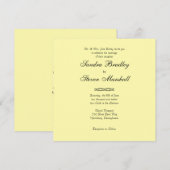 Solid Light Yellow Wedding-uitnodigingen Kaart (Voorkant / Achterkant)