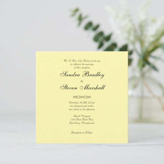 Solid Light Yellow Wedding-uitnodigingen Kaart (Staand voorkant)