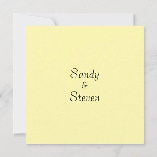 Solid Light Yellow Wedding-uitnodigingen Kaart (Achterkant)