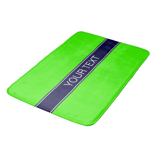 Solid Lime Green, Navy Blue Ribbon Name Monogram Badmat (Gekanteld)