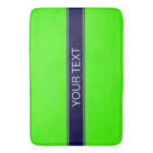 Solid Lime Green, Navy Blue Ribbon Name Monogram Badmat (Voorkant Verticaal)