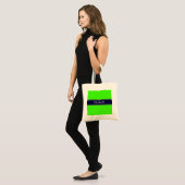 Solid Lime Green, Navy Blue Ribbon Name Monogram Tote Bag (Voorkant (model))