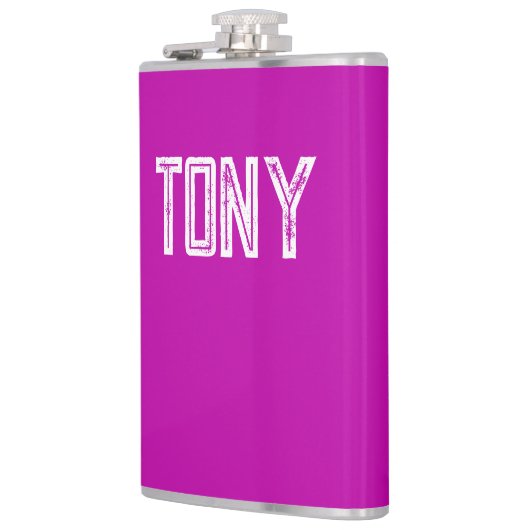 Solid Magenta - Eigen naam monogram Heupfles (Links)