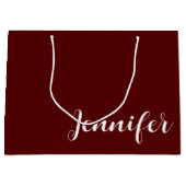 Solid Maroon Large Gift Bag with Custom Name Groot Cadeauzakje (Voorkant)