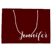 Solid Maroon Large Gift Bag with Custom Name Groot Cadeauzakje (Achterkant)