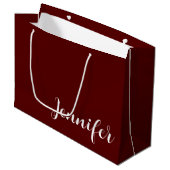 Solid Maroon Large Gift Bag with Custom Name Groot Cadeauzakje (Voorkant Gekanteld)