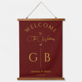 Solid Maroon Wedding Reception Entrance Hangend Wandkleed (Voorkant)