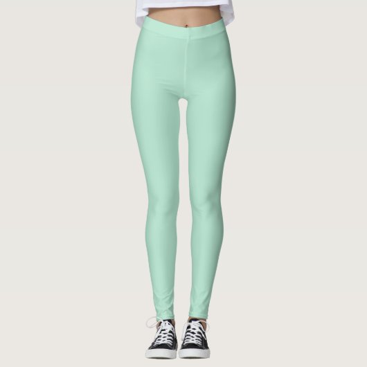 Solid Munt Groene Kleur Leggings (Voorkant)