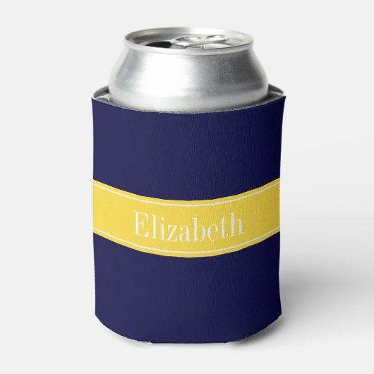 Solid Navy Blue, ananaslint monogram Blikjeskoeler (Blikje Voorkant)