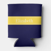 Solid Navy Blue, ananaslint monogram Blikjeskoeler (Voorkant)