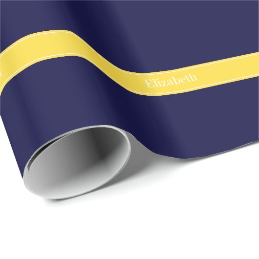 Solid Navy Blue, ananaslint monogram Cadeaupapier (Rol Hoek)