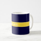 Solid Navy Blue, ananaslint monogram Koffiemok (Voorkant rechts)
