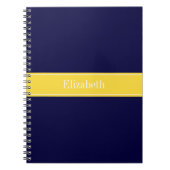 Solid Navy Blue, ananaslint monogram Notitieboek (Voorkant)
