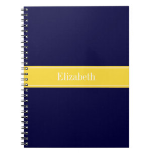 Solid Navy Blue, ananaslint monogram Notitieboek